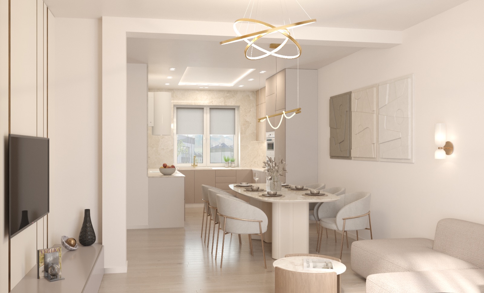 Salon z jadalnią, 112 m²