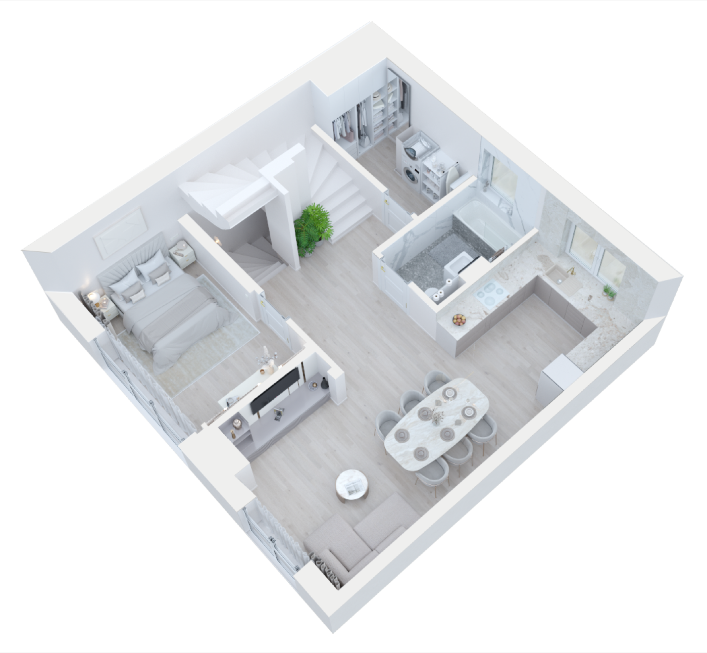 Rzut 3D, piętro 112 m²
