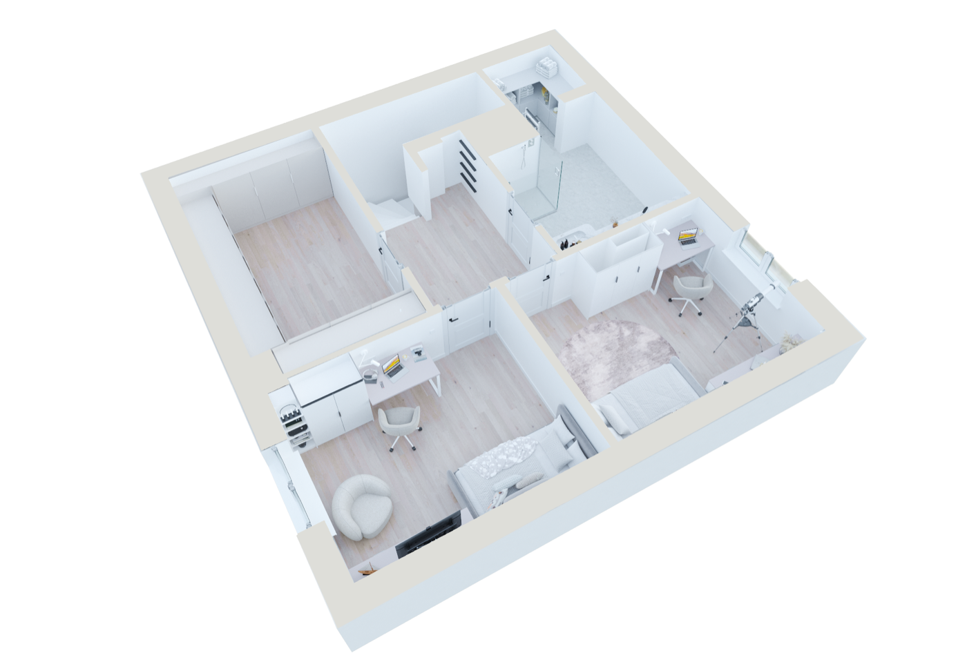Rzut 3D, poddasze 112 m²